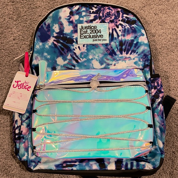 Justice Accessories Justice Blue Tie Dye Backpack With Bungee